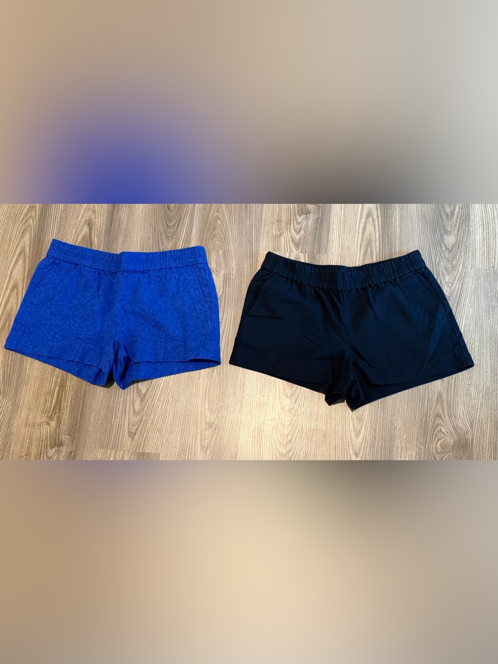 J Crew 3” Boardwalk Pull On Shorts lot of 2 Jacquard & Navy Women’s size 10